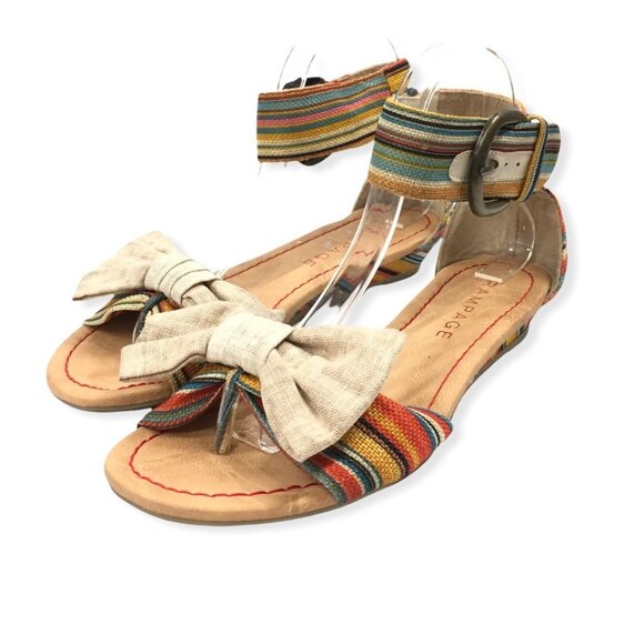 Rampage Low Wedge Sandal Size 9 Colorful Fabric Ankle Strap Darling - Picture 2 of 12